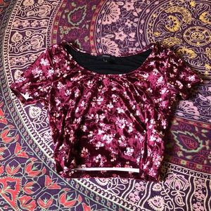 Velvet floral crop top